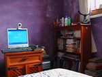 © Un coin de ma chambre, la où je travaille à mon ordinateur- aout 2005